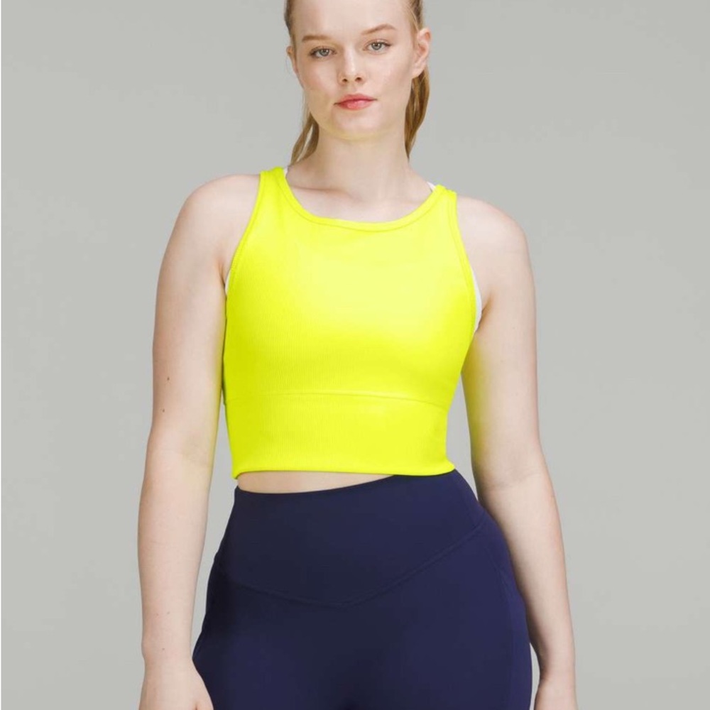 MSRP $58 Lululemon Power Pivot Ribbed Tank Top
Highlight Yellow size 0-2